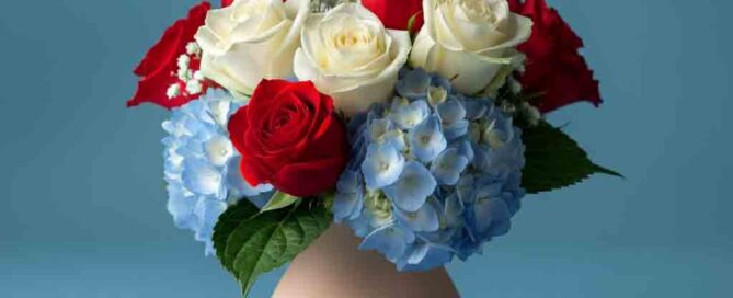 Memorial Day Flowers with Roses and Hydrangea